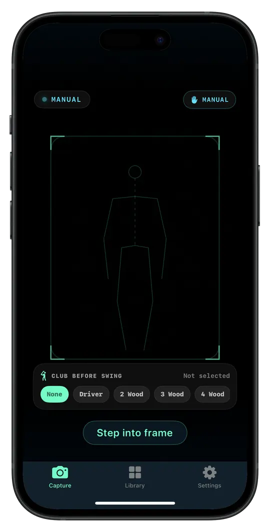 SWNG app auto-detecting golf swing stance on iPhone